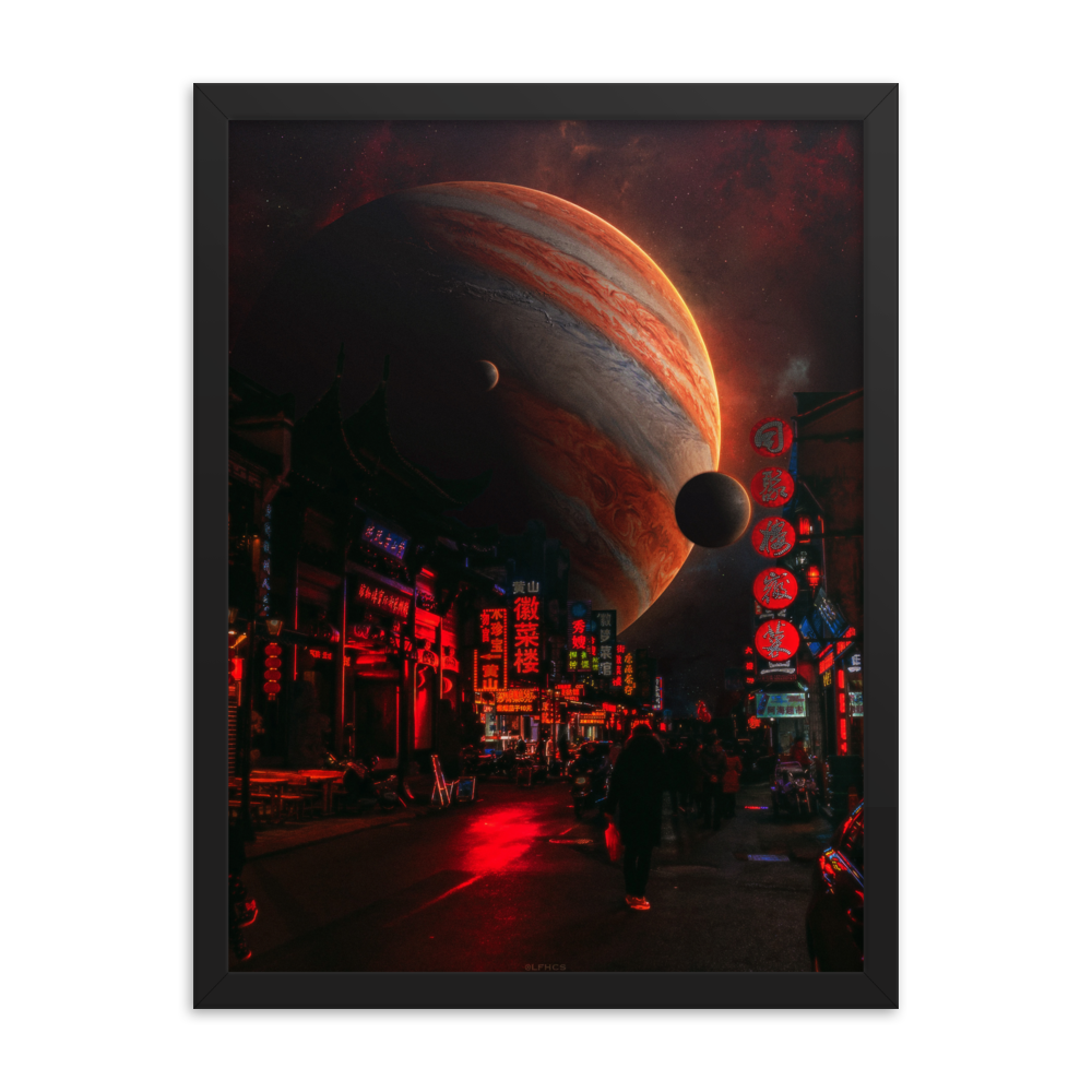 "NIGHT MARKET." Framed print