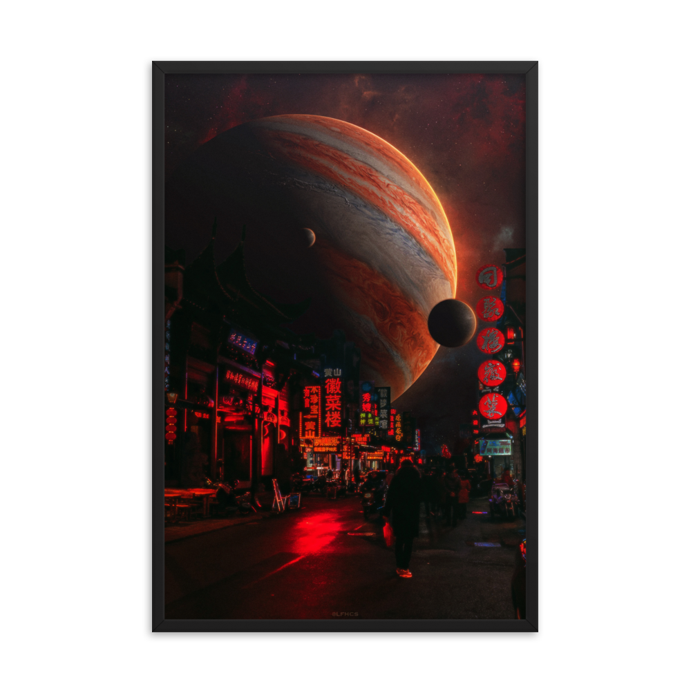 "NIGHT MARKET." Framed print